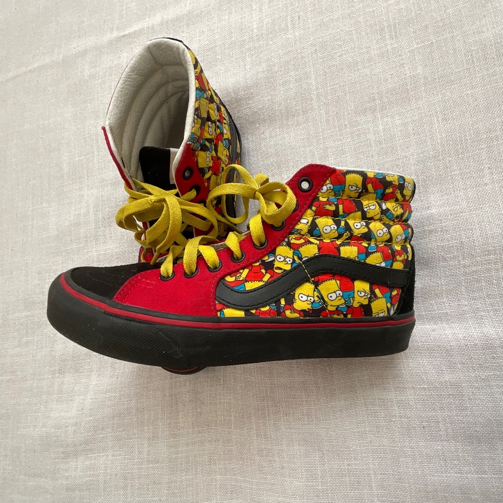 Vans Red and Yellow Cartoon High-Top Sneakers